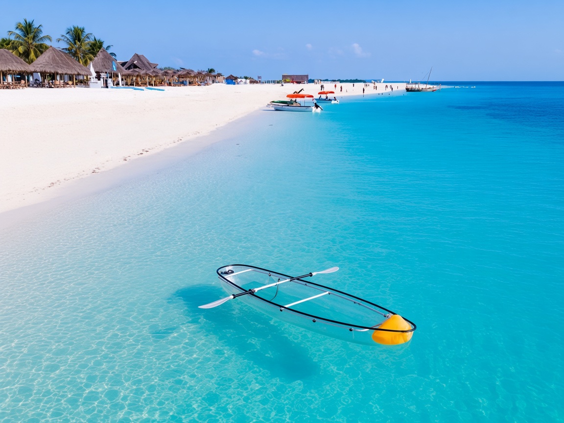 Clear kayak at the beach