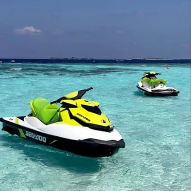 Jet skis in shallow water off Zanzibar