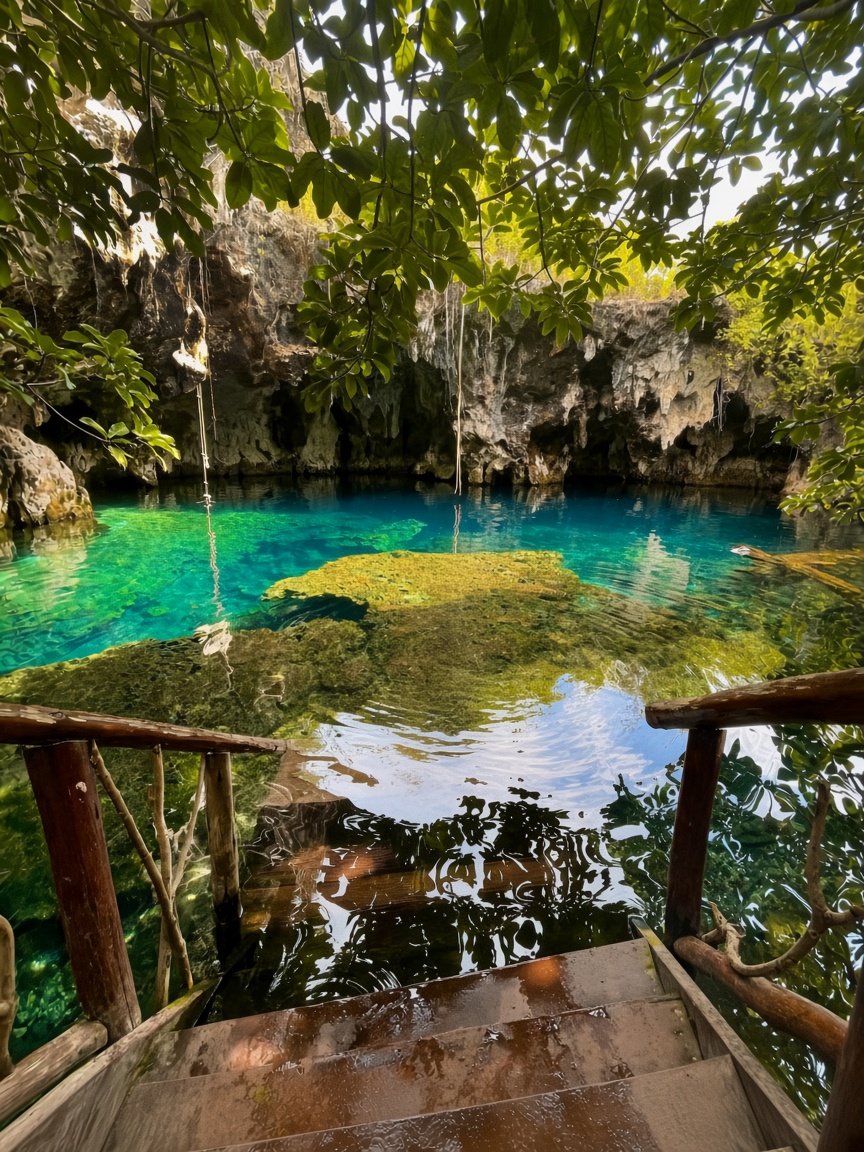 Limestone swimming cave in south-east Zanzibar