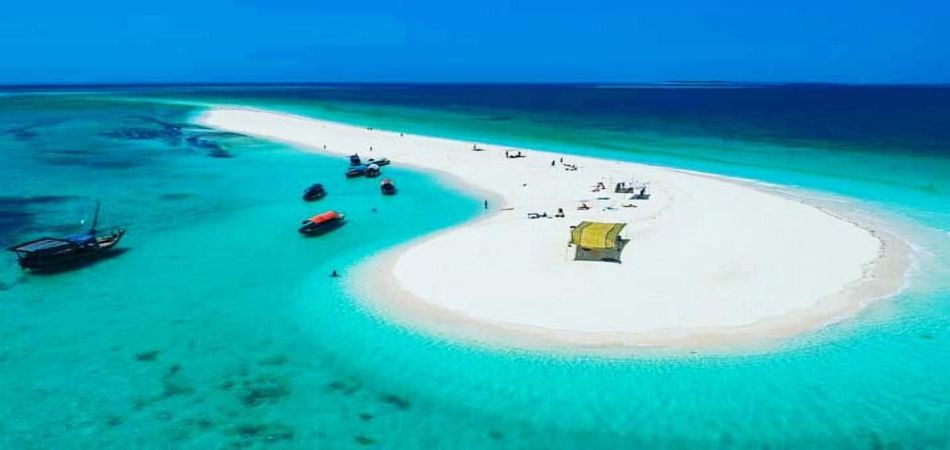 White sandbank in turquoise water